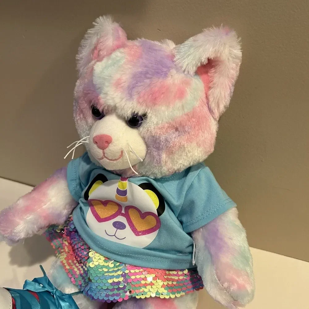 Build A Bear BAB Pastel Swirl Kitty Cat Plush‎  Meow Sound And Outfit/shoes